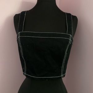 White stitch black tank top